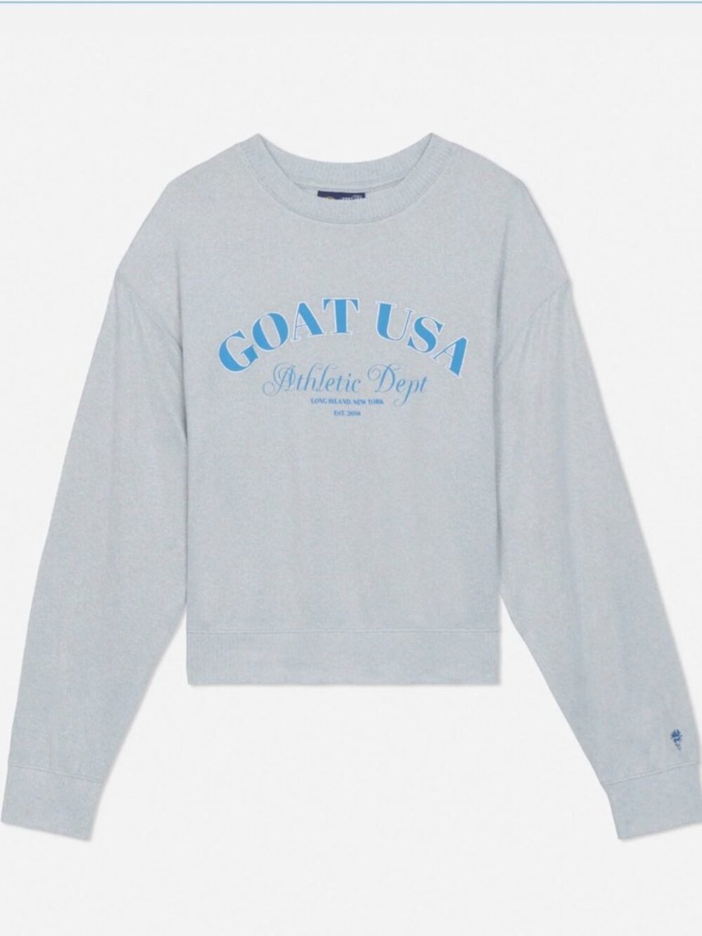 GOAT USA Athletic Dept Graphic Sweatshirt Gray Blue Logo Youth Large NWT